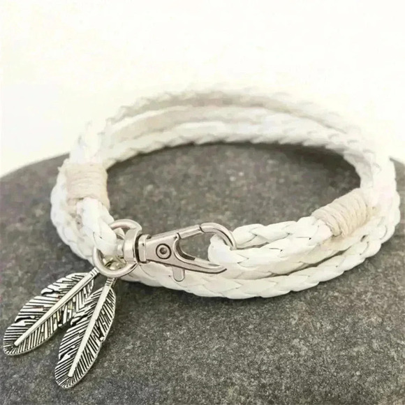 Leather Wrap Braided Wristband Bracelet Bangle - Picture 1 of 1
